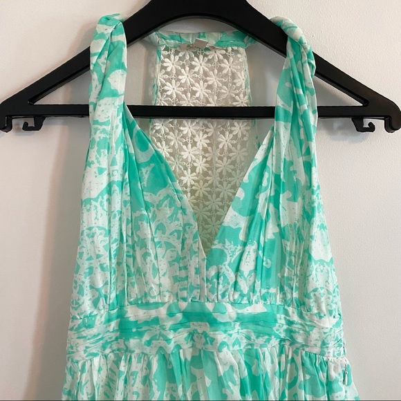 GUESS Twisted Tank Handkerchief Summer Dress with Crochet Back, Mint Green, US 4 - Picture 2 of 15
